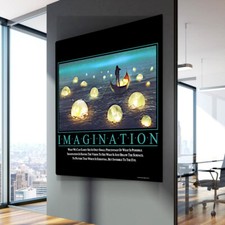 IMAGINATION BLACK MOTIVATION QUOTE INSPIRATIONAL PRINT HOME WALL POSTER CANVAS