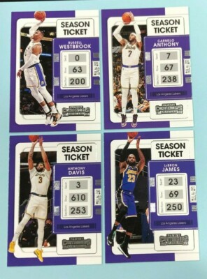 2021-22 Contenders Team Set LAKERS x4 Lebron James, Russ, Carmelo, Anthony Davis