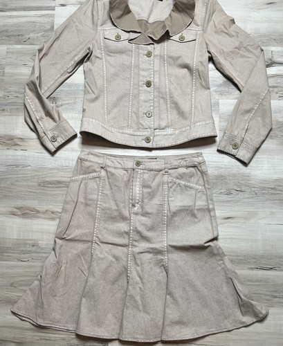 Vintage Womyn USA Business Jacket Skirt Formal Suit Women Size 6 Beige Workwear - Picture 2 of 16