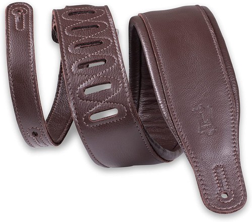 Levy's Leathers 7.5cm Reinforced Wide Leather Guitar Strap with Foam Pad and Back of Clothing Leather; Dark Brown (M26PD-DBR_DBR