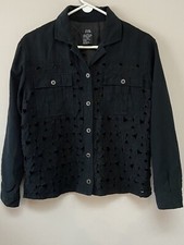 EVR Womens Silk Cutwork Jacket Partial Lined Medium