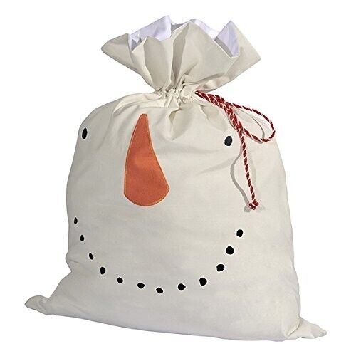 Snowman Gift Sack Christmas Present Large Canvas Gift Bag 39 x 29 - Picture 1 of 6