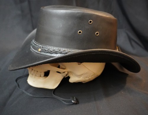 Outback Cowboy Ranch Hat Leather Western Style Black Size Medium