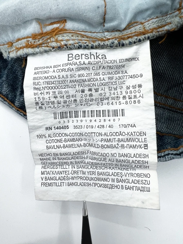 Pantalones Cortos Bershka Mujer 8 Azul Denim Lavado Medio Caliente Pantalones Tiro Medio 2" Entrepierna Foto 3 de 4