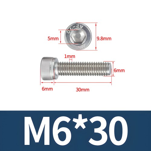 M6 DIN 912 Zylinderschrauben Innensechskant Zylinderkopf Edelstahl A2 A4 VA M6x - Bild 14 von 31