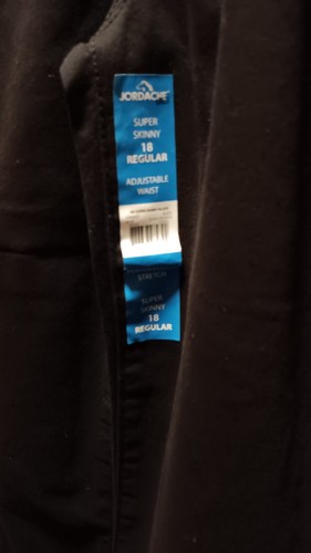 Jordache Girls, High Rise, Super Skinny, Size 18 Regular Black Jeans, NEW - Picture 3 of 4
