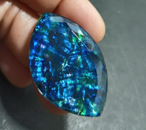 Doppietto sciolto 48,45 carati ammolite naturale simile a un opale marquisa biologica rara - Foto 4 di 6