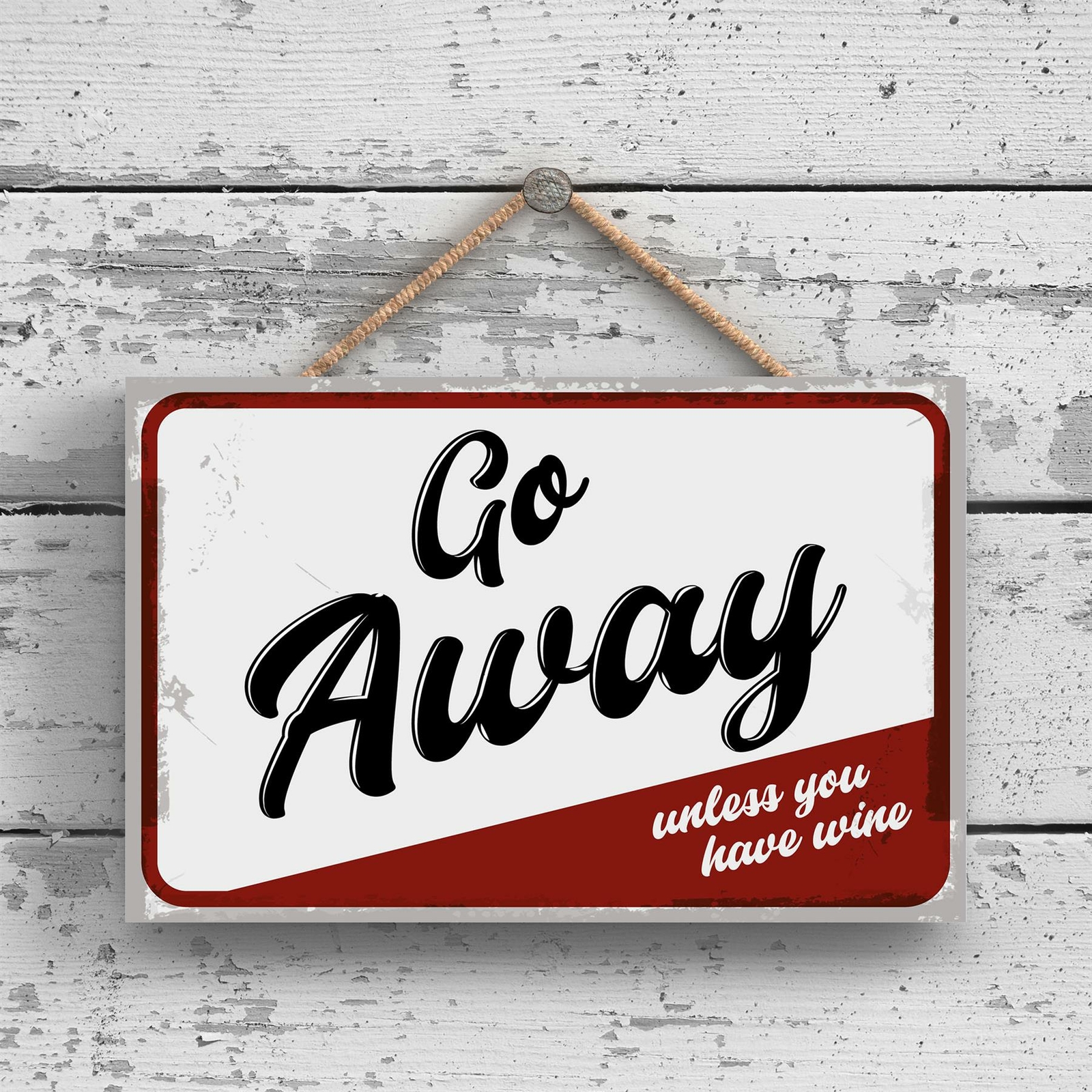 DO NOT DISTURB GO AWAY UNLESS WINE FUNNY HANGING HANGER WOODEN PLAQUE