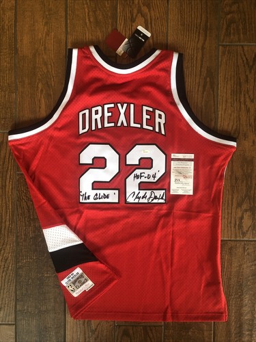 CLYDE DREXLER Signed Portland Trailblazers Mitchell Ness Jersey JSA Inscriptions - Picture 3 of 12