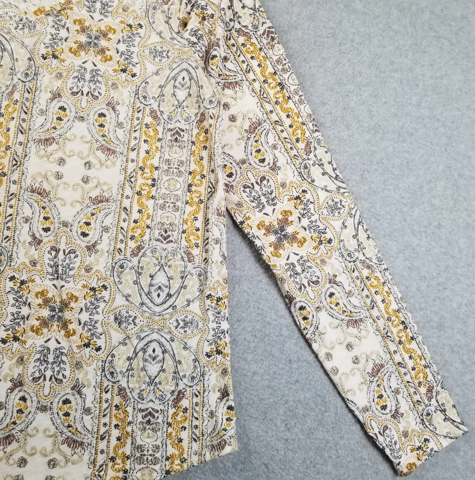 Camiseta SONOMA Mujer Mediana M Floral Cachemira Metálica Manga Larga Cuello en V Elastizada Foto 4 de 4