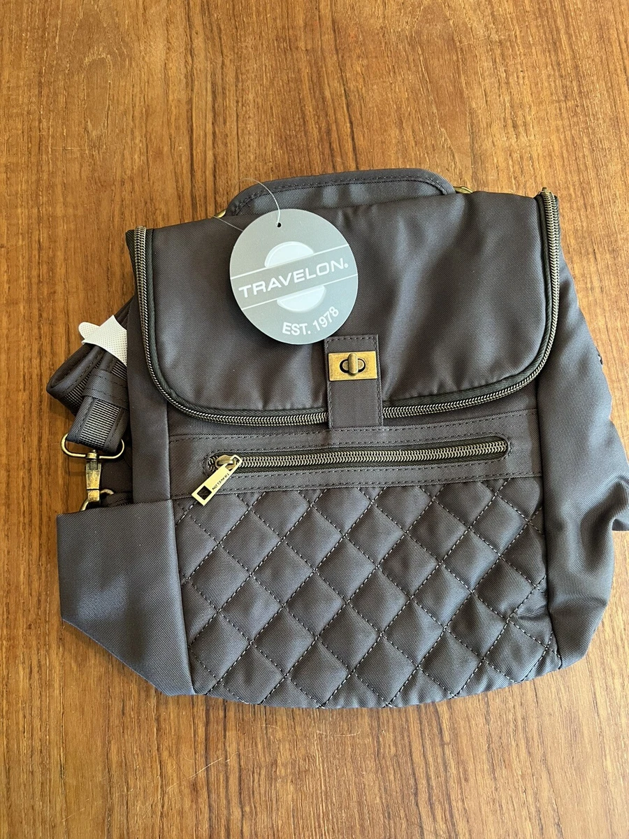 New Travelon Brown Convertible Backpack Messenger Bag Quilted eBay