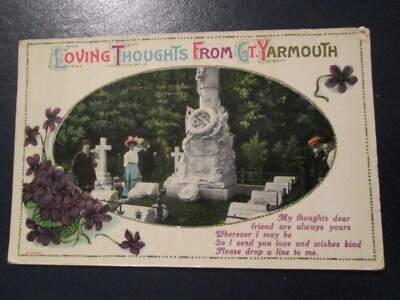 Postkarte Liebevolle Gedanken aus Gt Yarmouth (1919 verschickt Caister Rettungsboot Denkmal