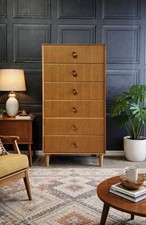 Vintage Mid 20th Century Meredew Teak 6 Draw Tall Boy Chest of Drawers 1960's