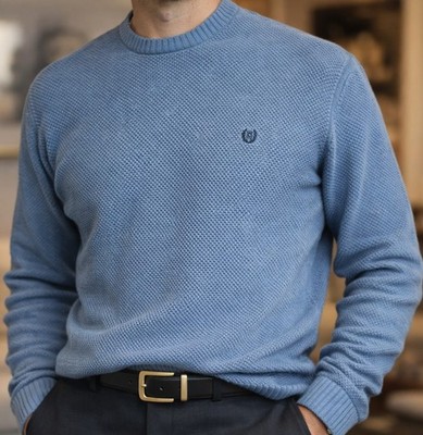 Pullover Chaps Ralph Lauren Herren XL blau Baumwolle waffle knit Sweater Strick
