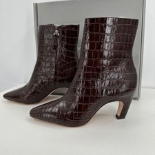 Everlane The Short Banana Heel Boot in Brown Crocodile Leather 8 Ankle Zip