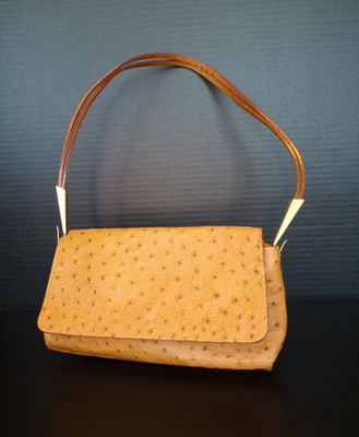 Francescio Biasia Handbag w/ Ostrich-Effect Leather Double Shoulder Strap