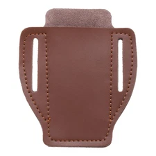 Leather Pocket Knife Sheath 4.7" x 3.8" Open Top for EDC Knife, Dark Brown