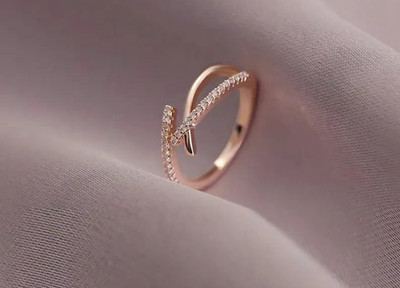 Unique Adjustable Wedding ring Round Lab Created Diamond 14K Rose Gold Plated