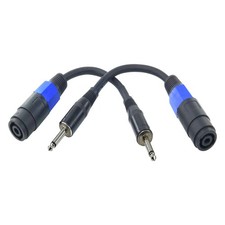2 Pack 1/4 to Speakon Adapter 1/4" TS Male Patch Speaker Cable 6in