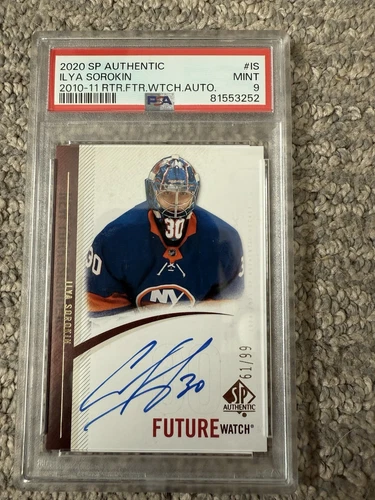 2020-21 UD SP Authentic Future Watch Auto Retro /99 Ilya Sorokin PSA 9