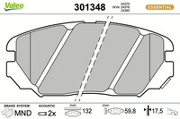 Valeo Bremsbelagsatz, Scheibenbremse 301348 FüR Hyundai KIA