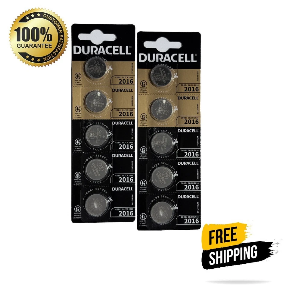 DURACELL D2016 PAQUETE DE 10 UNIDADES NUEVAS 3V CR2016 BATERÍA DE CELDA DE MONEDA DE LITIO CADUCIDAD 2035 Foto 4 de 4