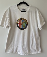 VINTAGE 90s Alfa Romeo Luxury Int’l Auto Parts Emblem T-Shirt - White