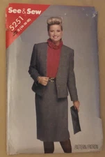 See & Sew Sewing Pattern 2 Piece Suit Blouse 5251 Size 14 16 18 Uncut Butterick