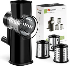 Grattugia Formaggio Manuale Con Manovella – Mandoline 3 in 1, 3 Lame Acciaio Ino