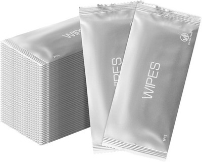 50 Pack Individually Wrapped Wet Wipes, Wet Wipes for Hands, Pure Water, for