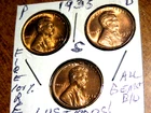 Lustrous RED Cartwheel Gem+ Brilliant Unc. 1935PDS Lincoln Penny Year Set L1