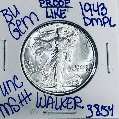 1943 BU UNCIRCULATED WALKING LIBERTY SILVER HALF DOLLAR AUTHENTIC U.S. MINT 3854
