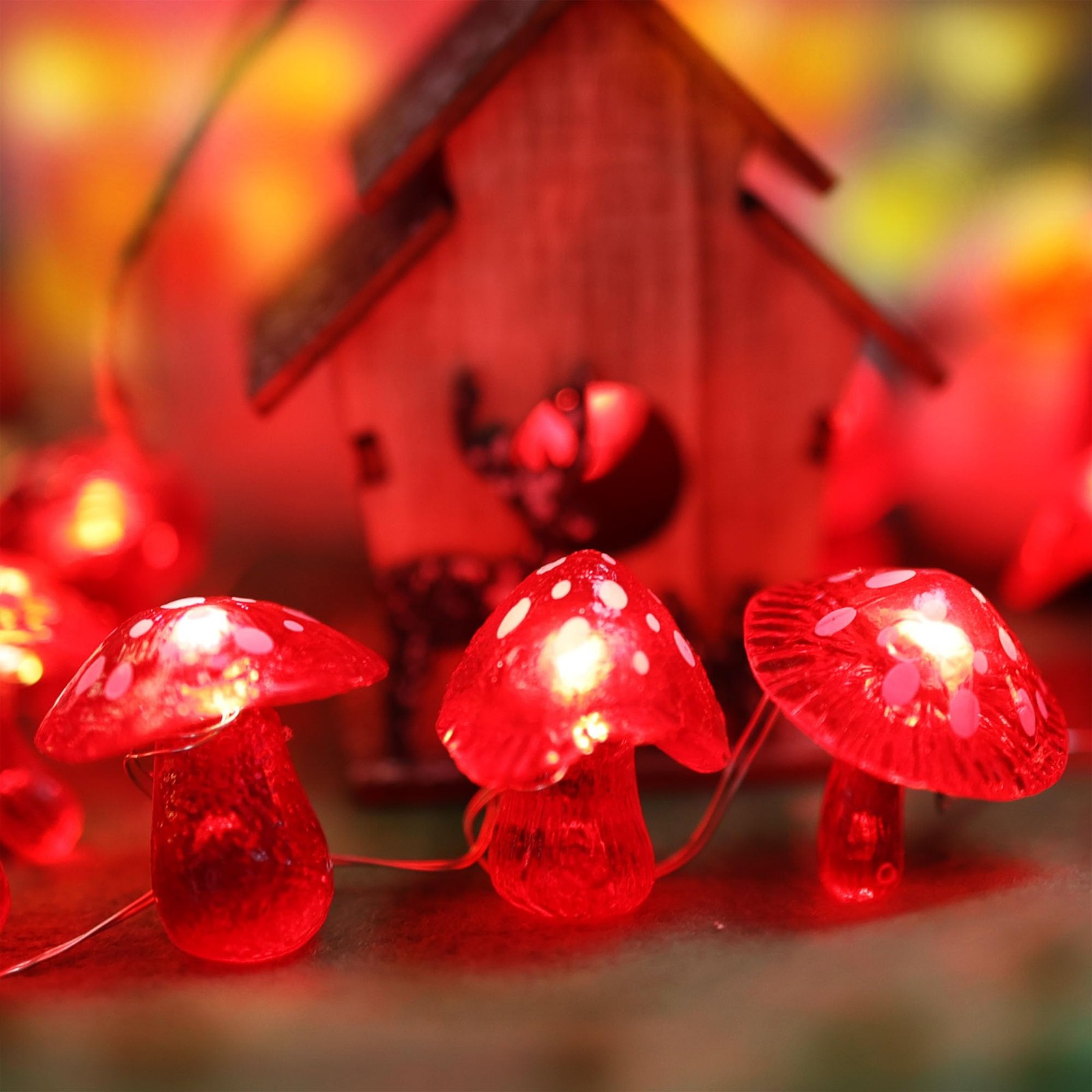 Fairy Mushroom String Lights - Unique Decorative Lights with 20 LEDs 8ft Wate...