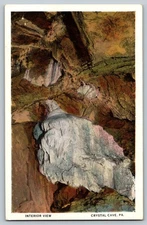 Vintage Crystal Cave PA Interior View Linen Postcard by Tichnor Bros