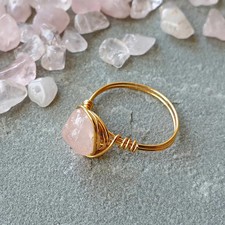 Woven Copper Wire Ring With Natural Crystal A Gemstone Wrapped Finger Ring For