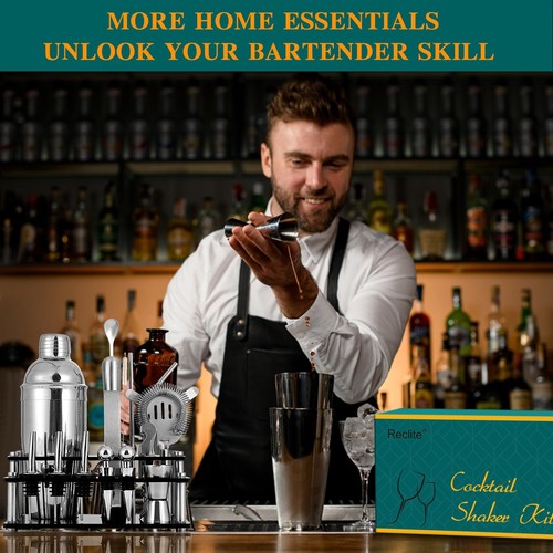 Cocktail Shaker Set 15 Pieces 304 Stainless Steel Bartender Drink Mixer Kit - 第 7/7 張圖片