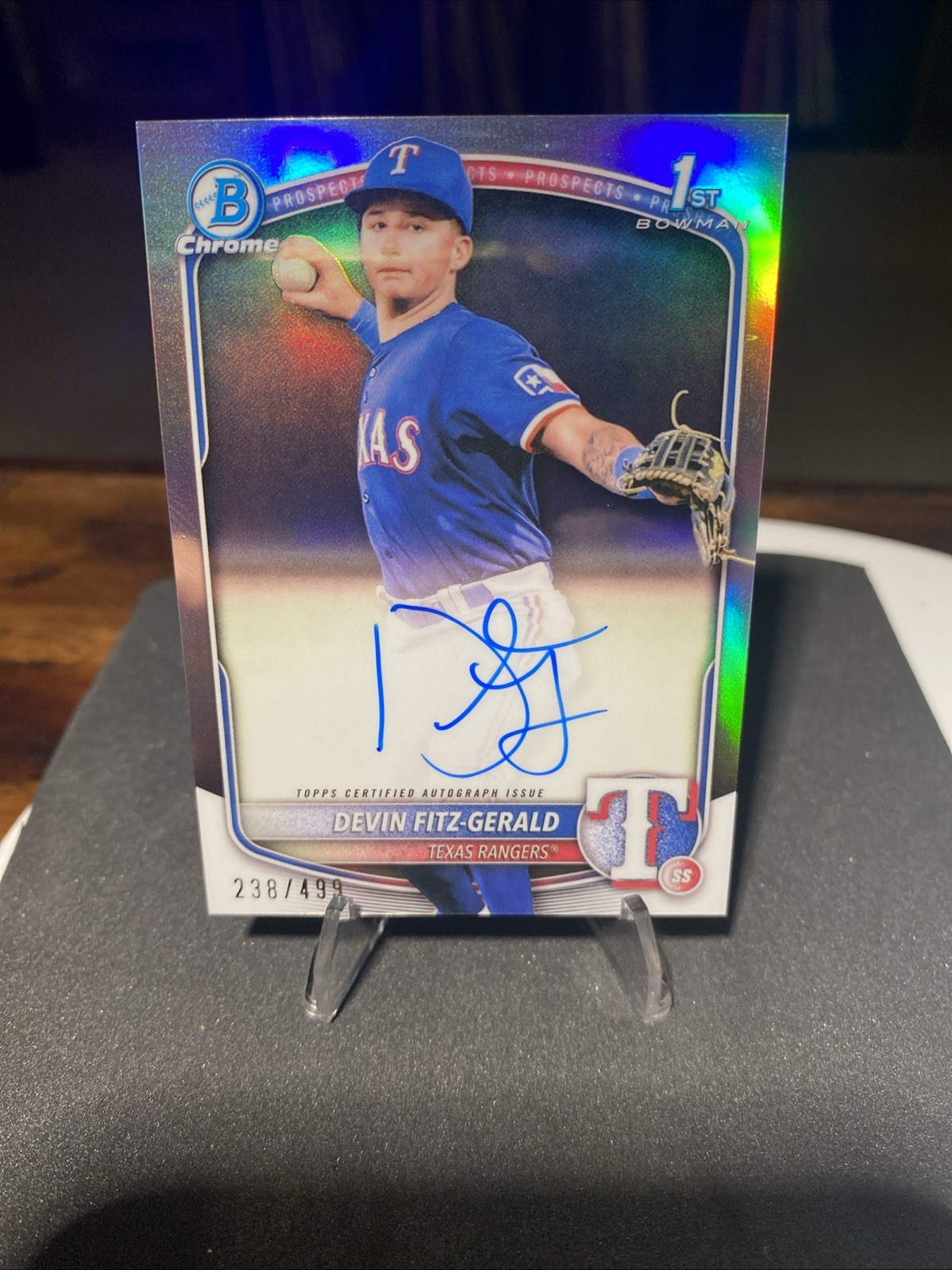 2025 Bowman Chrome Devin Fitz-Gerald 1st Bowman Refractor Auto /499 - TEXAS