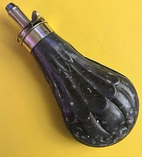 Antique 19th Century Gun Powder Flask. No Brand. 7+ inches long.