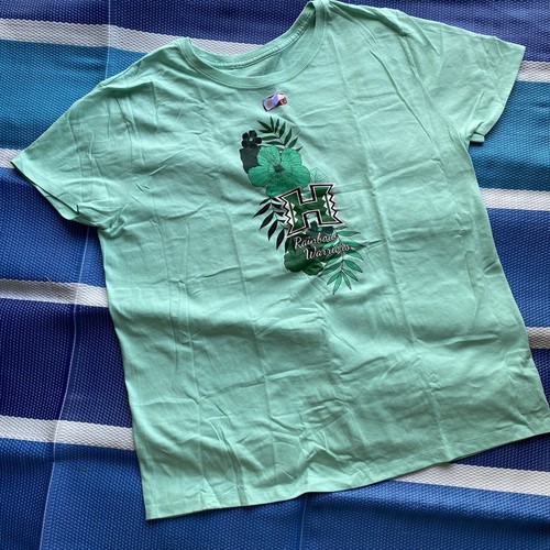 Hanes Tagless Light Blue Hawaii Rainbow Warriors Short Sleeve Size Xlarge 