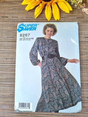Super Saver Simplicity Schnittmuster 8267 Easy to Sew Kleid Vintage US 16 18