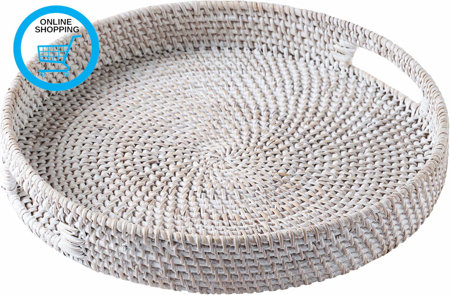Rattan Serving Tray 30Cm / 11.8"" • Woven Serving Trays with Handles for Home by