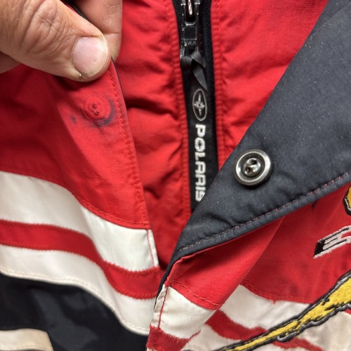 Abrigo Chaqueta Vintage Polaris Edge X Moto de Nieve HOMBRE Rojo Amarillo Aislado Grande - Imagen 5 de 13
