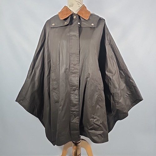 ZARA gewachstes Cape ZW Collection schokobraun Cordkragen Kapuze neu mit Etikett Medium - Bild 3 von 19