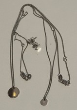 Tchibo Schmuck Set 925 Sterling Silber Plättchen Ketten m. Anhänger u. Ohrringe 