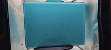 Opened Blue Vintage 3-Speed Bluetooth Portable Suitcase Record Player Untested