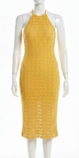 GUESS Women's Yellow Alina Halter-Neck Sleeveless Midi Sheath Dress Size XL