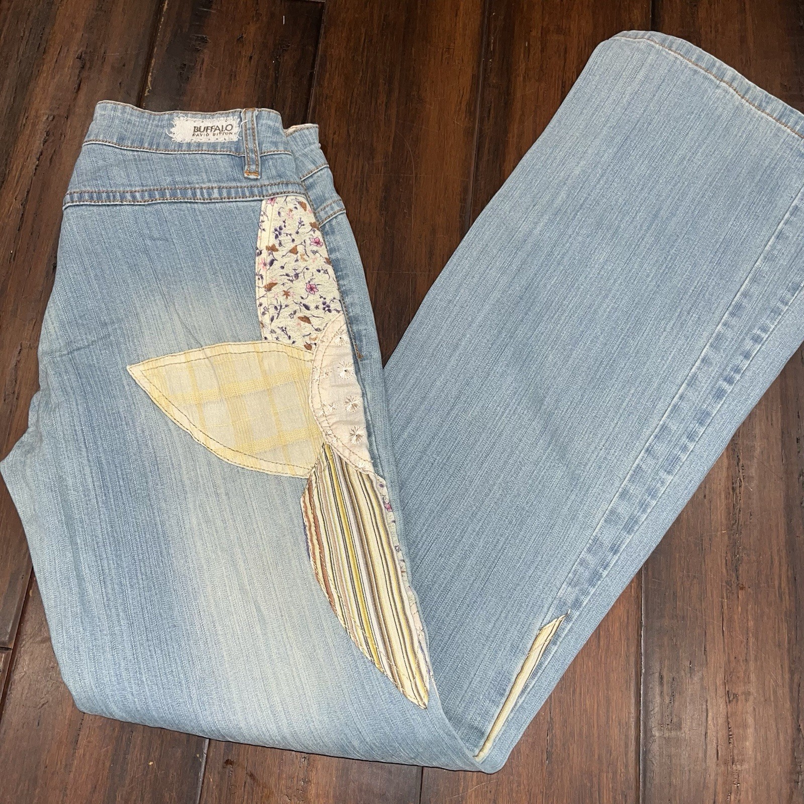 Buffalo David Bitton Y2K Flared Patchwork Floral … - image 1