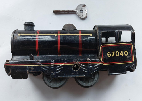 Weißblech Uhrwerk Modell Nr. 67040 schwarze Lokomotive mit Schlüssel ~ PORTOFREI | Zustand: Used