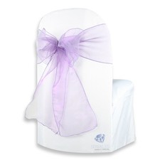 50 pcs Organza Chair Cover Bow Sash 108"x8" - Purple - Wedding Party Banquet gr
