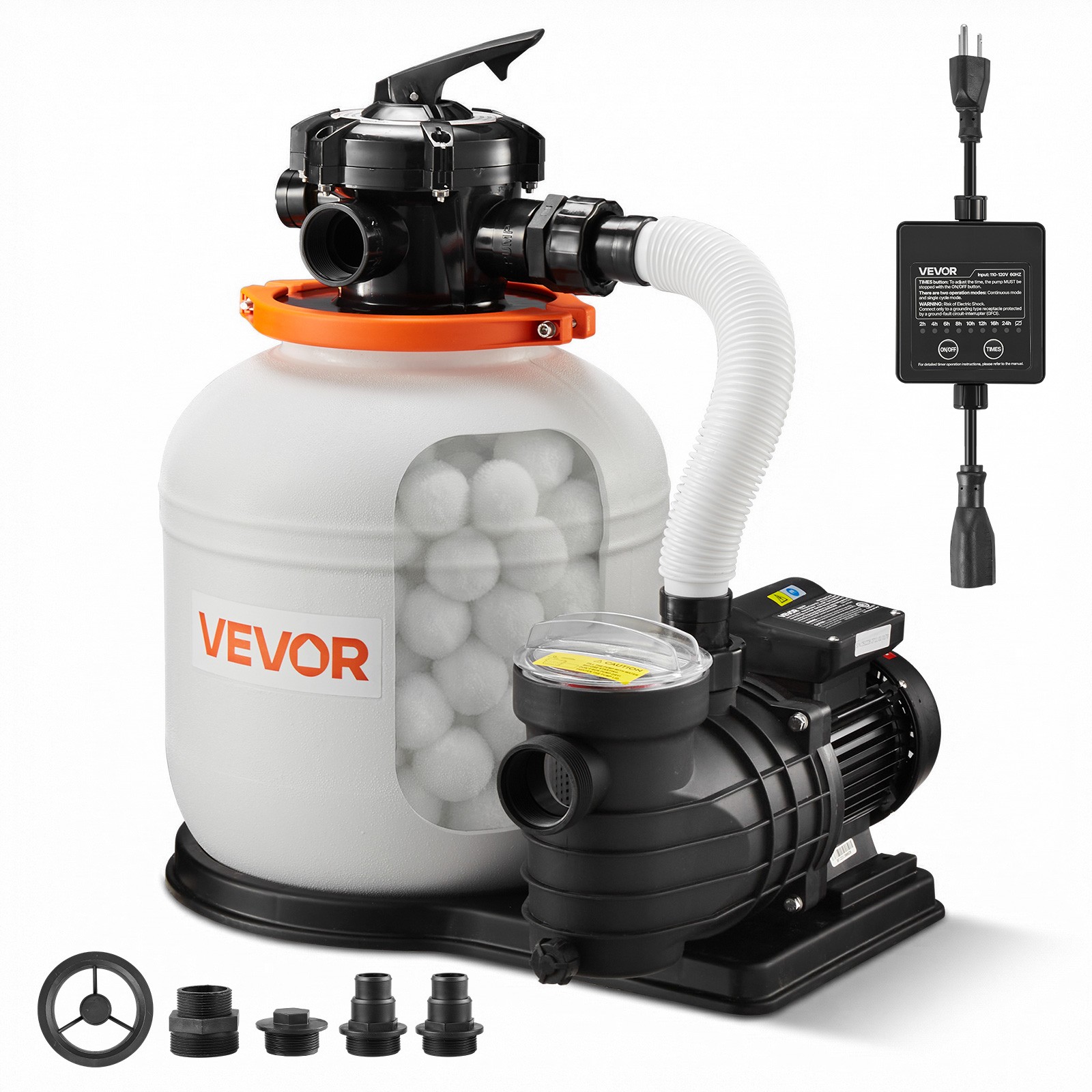 VEVOR FlashPure Sand Filter Pump for Above Ground Pool 14" 3500 GPH 0 ...